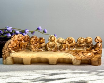 Handmade Olive Wood Last Supper Wall Plaque - Jerusalem Holy Land Decor ...