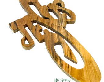 Hand-Carved Olive Wood 'Jesus' Cross: Christian Home Decor