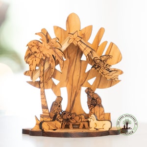 Olive wood Nativity Scene, Christmas Nativity Scene handmade in the Holy Land, Christmas Nativity Decor