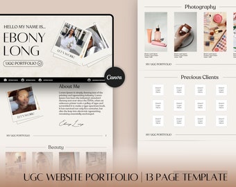 Plantilla de cartera de UGC, plantilla de sitio web de UGC Canva, kit de medios de UGC, plantilla de sitio web de UGC, sitio web de UGC Canva, página de inicio de UGC