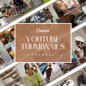 YouTube Thumbnails Canva Templates | Minimal Lifestyle, Beauty & Fashion Kit | 10 Canva Templates