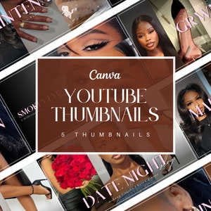 YouTube Thumbnails Canva Templates | Minimal, Lifestyle & Beauty Kit | 5 Canva Templates