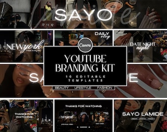 Kit de marca de YouTube l Banners, introducciones, cierres y plantillas de miniaturas editables l Plantillas de Canva editables / Estética de baja exposición