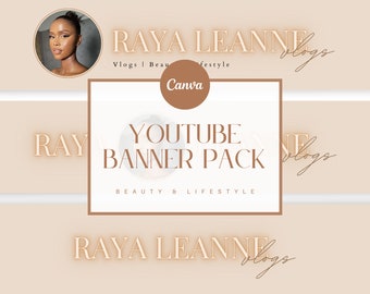 Plantillas de banner de YouTube / Kit de belleza y estilo de vida / Plantillas de YouTube / 3 plantillas de Canva