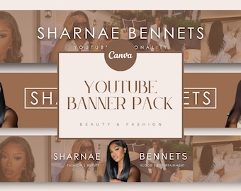 Banner de YouTube / Kit de belleza y moda / Plantillas de YouTube / 3 plantillas de Canva