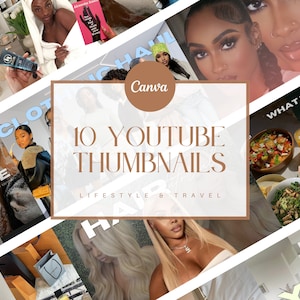 YouTube Thumbnail Templates | Lifestyle, Travel & Beauty Kit | YouTube Templates | 10 Canva Templates