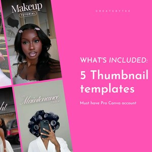 TikTok Thumbnail Templates | Pink Thumbnail Kit | TikTok Templates | 5 Canva Templates image 3