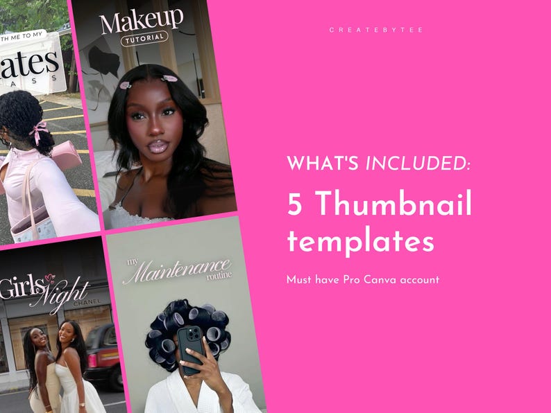 TikTok Thumbnail Templates | Pink Thumbnail Kit | TikTok Templates | 5 Canva Templates image 3