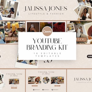 YouTube Branding Kit l Editable Banners, Intros, Outros & Thumbnail Templates l Editable Canva Templates