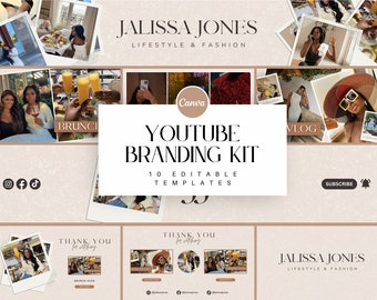 Kit de marca de YouTube l Banners, introducciones, cierres y plantillas de miniaturas editables l Plantillas de Canva editables