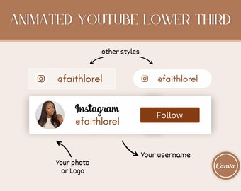 Tercios inferiores de YouTube l Botón de tercio inferior editable l Plantillas editables de Canva / Compatible con CapCut, Final Cut, iMovie y Premiere Pro