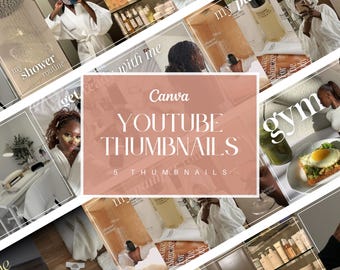 Plantillas de Canva para miniaturas de YouTube / Cuidado personal, estilo de vida y belleza / 5 plantillas de Canva