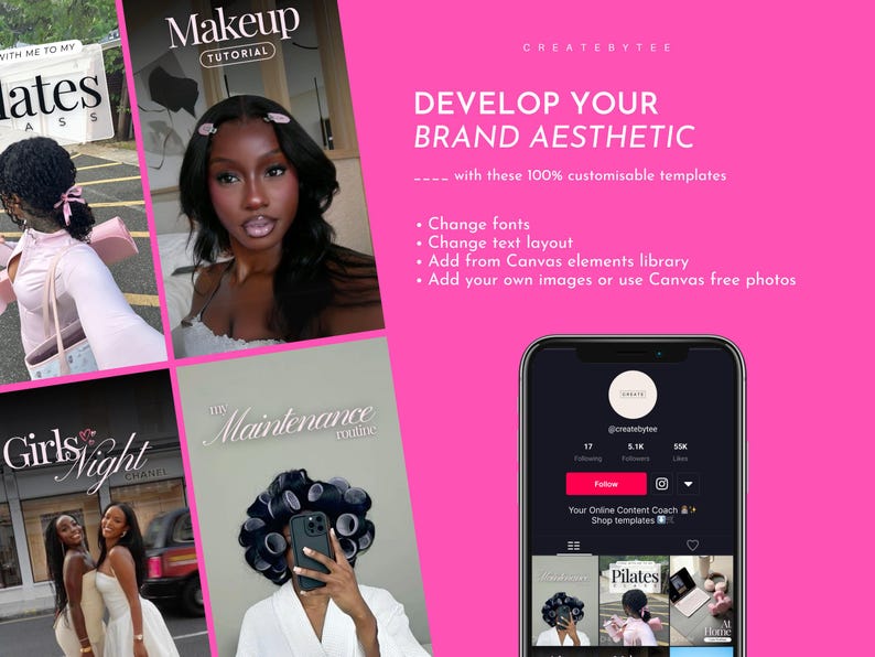 TikTok Thumbnail Templates | Pink Thumbnail Kit | TikTok Templates | 5 Canva Templates image 2