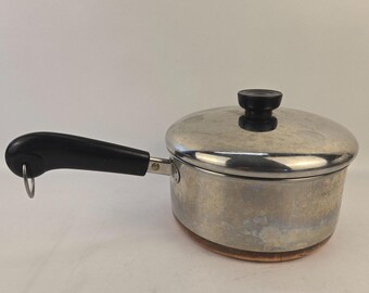 リビアウェア銅底鍋、ヴィンテージ調理器具、1801年製銅張り、ストック
