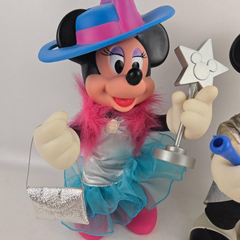 Arco Hollywood Mickey & Minnie Mouse Fully Posable Figures w/Accessories VTG 10"12 image 2