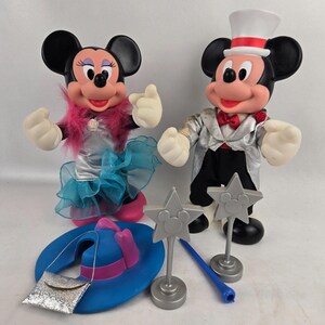 Arco Hollywood Mickey & Minnie Mouse Fully Posable Figures w/Accessories VTG 10"12 image 4