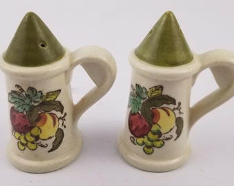 Metlox Poppy Trail Pottery Ensemble provincial de sel et de poivre aux fruits, bouchons originaux
