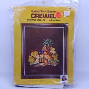 VTG Columbia Minerva Crewel Embroidery Kit 7635 Pineapple Fall Still Life NIP