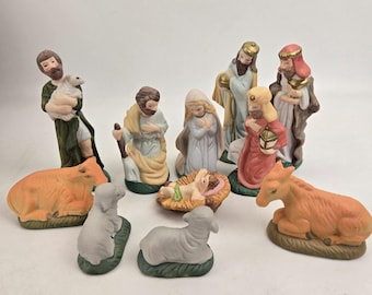 11-teilige Krippenset Keramikfiguren Maria Joseph Jesus Könige Hirte 11-teilig