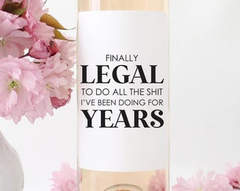 21st Champagne Label, Funny 21st Birthday Wine Label, Birthday Party Mini Labels, 21st Birthday Wine Label, 21st Birthday for Her for Him