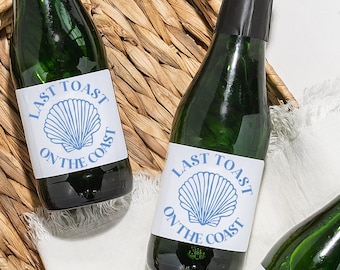 Bachelorette Shooter Labels, Last Toast Coast Liquor Label, Coastal Champagne Wedding Party, Bridal Shower Favors, Coastal Wedding Label