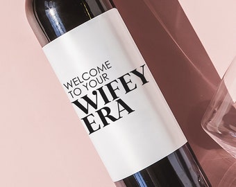 Wedding Wine Label Gift, Wedding Party Wine Label, Gift for Bride, Bachelorette Party Wine Label, Wifey Era Label, Engagement Party Label