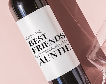Friend Pregnancy Announcement, Pregnancy Reveal to Friend, Promoted to Auntie, Becoming Aunt Wine Label, Baby Announcement Gift for Sister