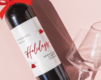 Christmas Wine Label, Christmas Gift for Her, Christmas Party, Holiday Gift, Christmas Gift Ideas, wine label, Holiday Party Hostess Gift