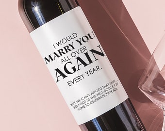 Funny Anniversary Wine Label for Couples, Couple Champagne Gift, 1st 2nd Anniversary for Wife, Funny Wine Label Gift for Husband