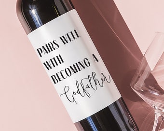 Godmother Proposal Gift, Godmother Wine Label, Pairs well with becoming Godparents, Godmother Proposal, champagne Label