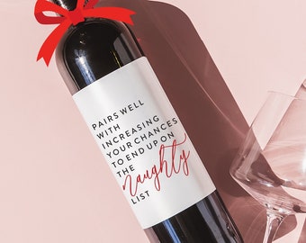 FUNNY CHRISTMAS LABELS, Holiday Wine Label Collection,Winter Gift Idea, Happy Holidays, Christmas Wine Label, Naughty List,Christmas Hostess