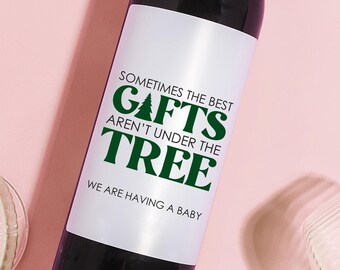 Christmas Pregnancy Announcement Wine Label, Christmas Wine Label Gift, Holiday Funny Christmas Party Wine Label