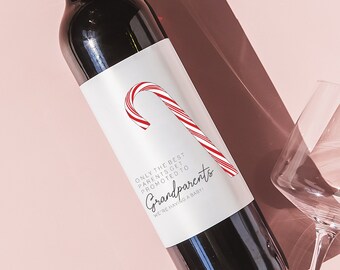 Grandparents Christmas Pregnancy Announcement, Grandparents Christmas Gift, Christmas Wine Label, Christmas pregnancy announcements