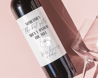 Christmas Pregnancy Announcement, Grandparents Christmas Gift, Christmas Wine Label, Christmas Baby Announcement, Aunt and Uncle Gift