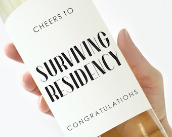 RESIDENCY GRADUATION LABEL, Medical Resident Grad Wine Label, Med School Graduation, Nursing Graduation Wine Label, Residency Match Day