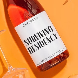RESIDENCY GRADUATION LABEL, Surviving Residency, Graduation Wine Label, Med School Graduation, Congratulations, Residency Match Day,