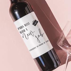 New job wine label, Promotion Gift, New Job Gift for her, gift for him, New job Champagne label, Job Promotion