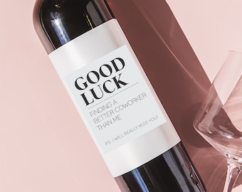 Co-worker leaving gift, Going Away Gift For Coworker, Coworker Leaving, New Job Gift For Him or Her, Co-worker leaving wine label