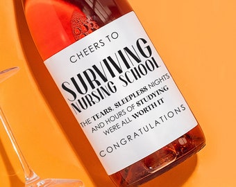 NURSING DEGREE LABEL, Surviving Nursing School, Future Nurse, Nursing Graduation Gift, Delivery Nurse, Nurse Wine Label, Champagne Label