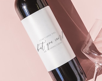 Baby Announcement Wine Labels, Pregnancy announcement gift, New Baby Announcement, Baby Reveal