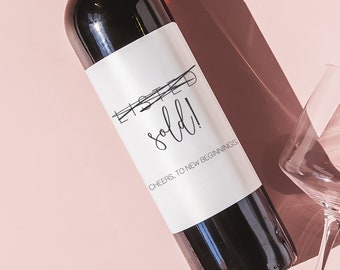 Realtor Gift to Clients, Housewarming Gift, Housewarming Wine Label, New Home Gift, Wine Label, Champagne label