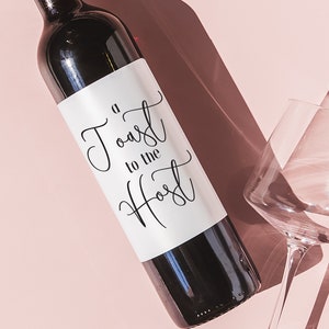 Hostess gift, Party host wine, Toast the Host wine label, Hostess Gift, , Thank you hostess gift, Hostess thank you card, hostess thank you