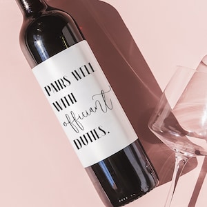 Officiant Gift, Officiant Proposal, Gift for Wedding Officiant, Pastor Gift, Ordained Minister, wine label for officiant