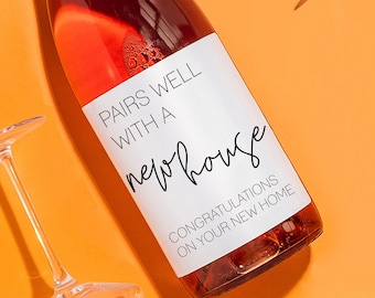 Housewarming Gift, New Homeowner, Pairs Well With, New House, New Home Gift, Housewarming Wine Label,Closing Gift, Realtor Gift to Client