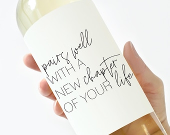Retirement Wine Label, Gift for Co-Worker, Fresh Start New Chapter Champagne Label, New Job Wine Label, Gift for Promotion, Retirement Gift