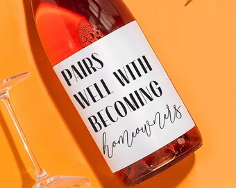 HOUSEWARMING WINE LABEL,Pairs Well With New Home,New homeowners Gift, First Home gift, Wine Labels, Realtor Gift to Clients,Real Estate Gift