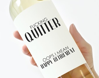 Retirement Coworker Wine Gift, Funny Retirement Label, Happy Retirement, Teacher Retirement Champagne Label, Pairs Well With Retirement