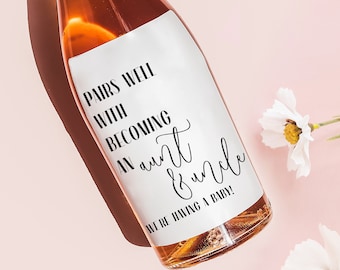 Baby announcement wine label, we're having a baby, Pregnancy Announcement, Gift for new Aunt, Uncle, grandparents pregnancy announcement