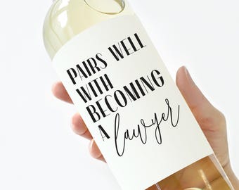 Lawyer Graduation Gift, Law School Graduation, Bar Exam Wine Label, Law Student Graduate Gift, Female Lawyer Gift, Gift for Men