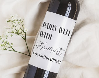 Retirement gift- Pairs Well With Retirement- Retirement Gift for Coworker- Happy Retirement - Coworker Gift- Wine Labels